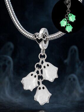 Glow-in-the-Dark Ghost Triple Dangle Charm
